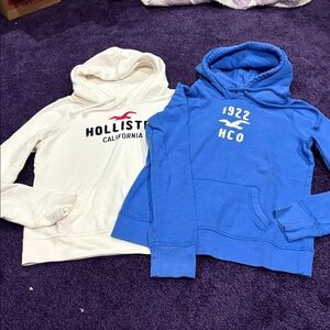 Hollister Cream & Royal Blue Pullover Hoodies Duo